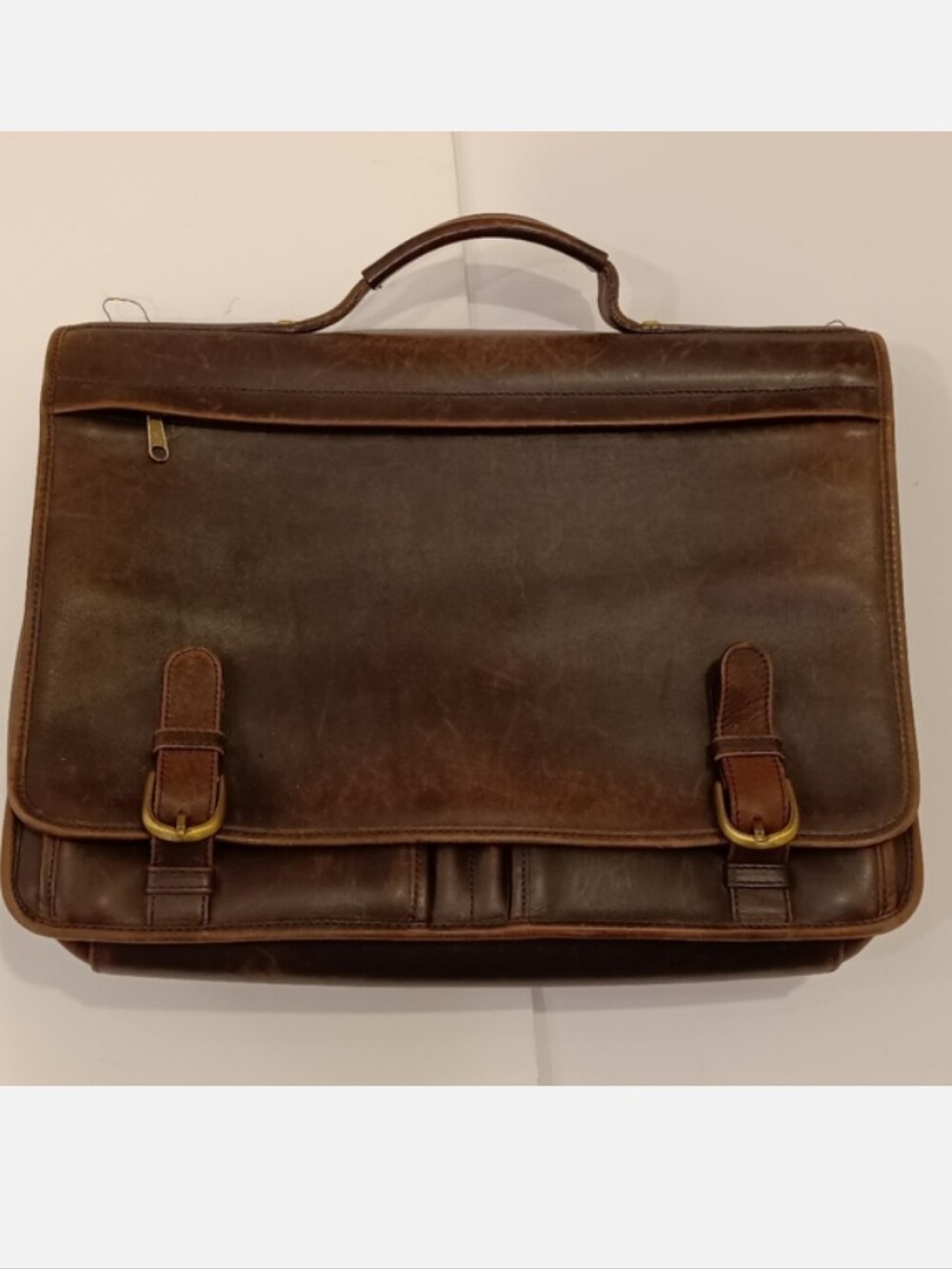 All Leather Distressed Briefcase Portfolio Brown